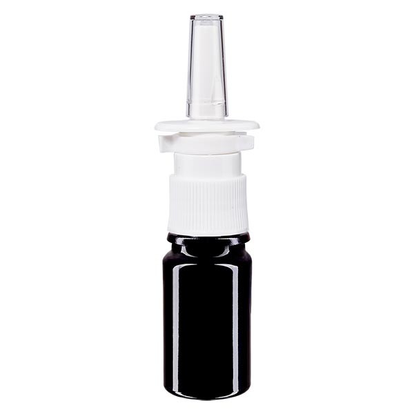 Flacone in vetro viola 5 ml con spray nasale colore bianco