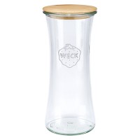 Weck Set 6 Barattoli Per Conserve – 2x250ml, 2x500ml, 2x750ml, Con Coperchi In Legno Di Faggio E Anello In Silicone, Per Marmellate E Sottaceti
