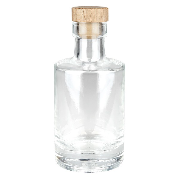 Bottiglia in vetro da 200 ml “Galileo” con tappo in sughero con impugnatura in legno UNiTWIST®