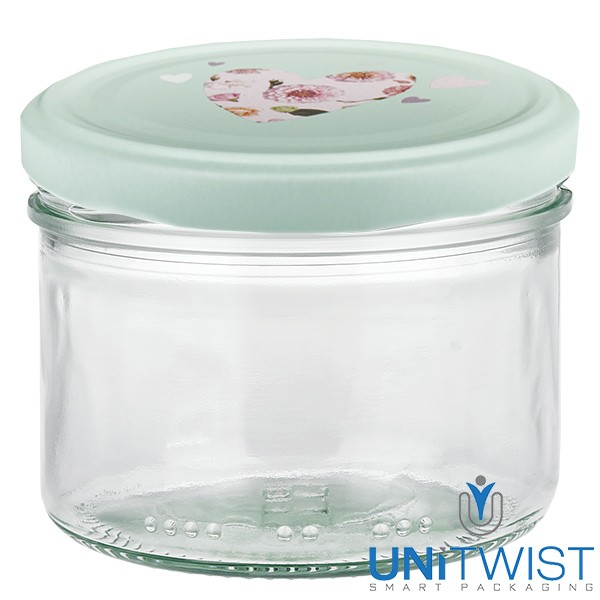 Bicchiere cilindrico da 230 ml + coperchio BasicSeal Cuore menta