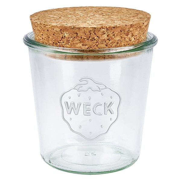 Bicchieri da 580 ml WECK RR100 con tappo in sughero naturale