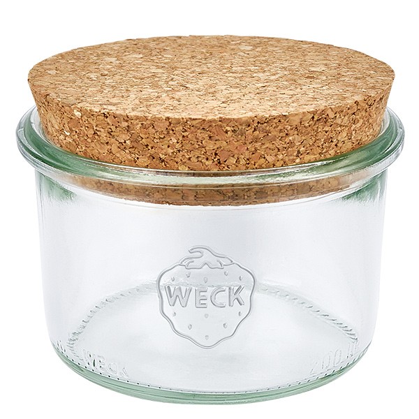 Bicchieri da 200 ml WECK RR80 con tappo di sughero naturale