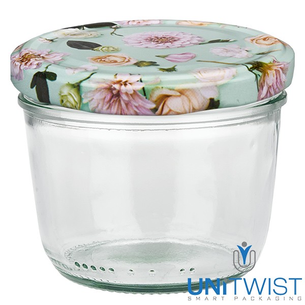 Barattolo da 230 ml + coperchio BasicSeal fiore menta UNiTWIST®