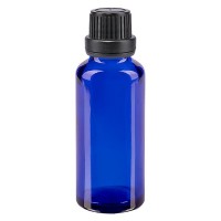 Flacone da farmacia 30 ml colore blu con tappo contagocce premium 2 mm antimanomissione colore nero Flacone da farmacia 30 ml colore blu con tappo contagocce premium 2 mm antimanomissione colore nero