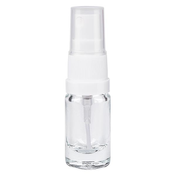 Flacone da farmacia 5 ml trasparente con inserto spray standard colore bianco