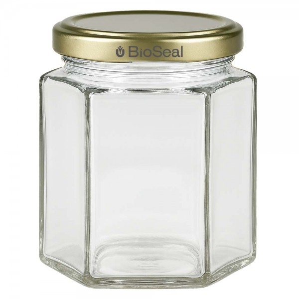 Vasetto per miele da 250 g con capsula dorata BioSeal UNiTWIST