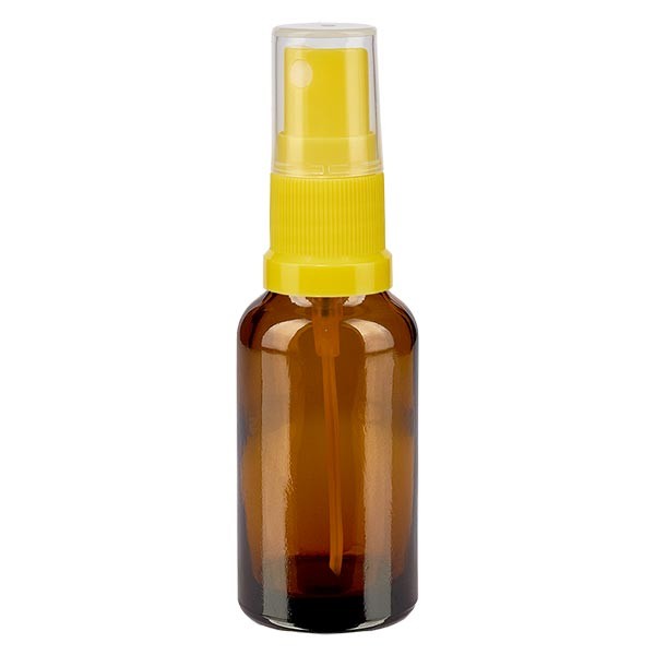 Flacone in vetro marrone 20 ml con nebulizzatore a pompa colore giallo