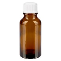 Flacone da farmacia 20 ml colore marrone con tappo a vite standard per granuli colore bianco Flacone da farmacia 20 ml colore marrone con tappo a vite standard per granuli colore bianco