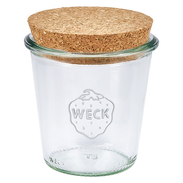 Bicchieri da 290 ml alti WECK RR80 con tappo in sughero naturale