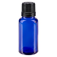Flacone da farmacia 20 ml colore blu con tappo a vite anello salvagoccia antimanomissione colore nero Flacone da farmacia 20 ml colore blu con tappo a vite anello salvagoccia antimanomissione colore nero