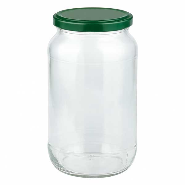 1062ml vetro rotondo + coperchio BasicSeal verde UNiTWIST