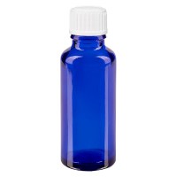 Flacone da farmacia 30 ml colore blu con tappo a vite standard colore bianco Flacone da farmacia 30 ml colore blu con tappo a vite standard colore bianco
