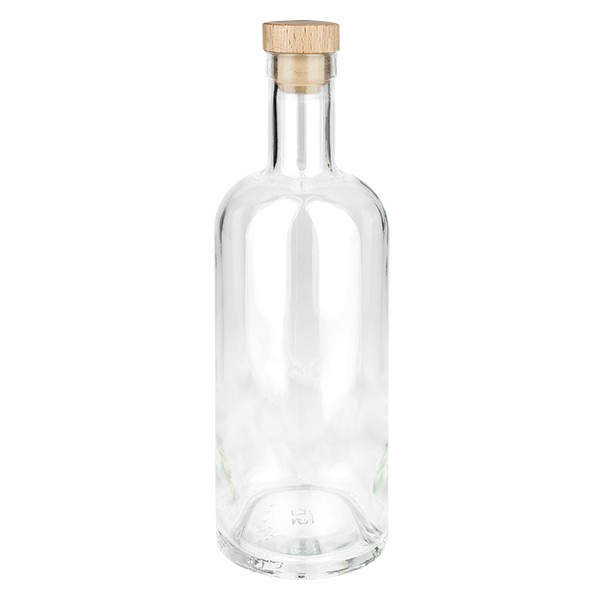 Bottiglia in vetro da 750 ml “Attila” con tappo in sughero con impugnatura in legno UNiTWIST®