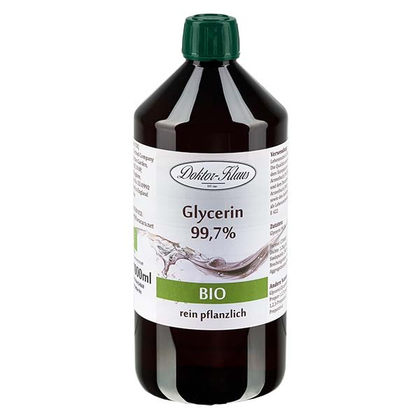 Glicerina bio al 99,7% in bottiglia PET colore marrone 1000 ml con tappo antimanomissione - E 422