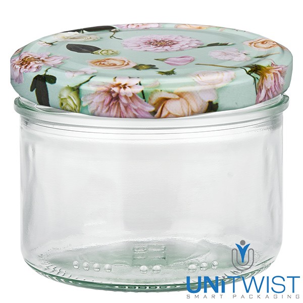 Bicchiere cilindrico da 230 ml + coperchio BasicSeal Fiore menta