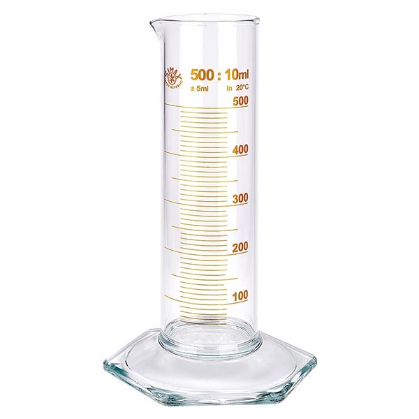 Cilindri graduati 500 ml colore marrone, forma bassa ISO 4788