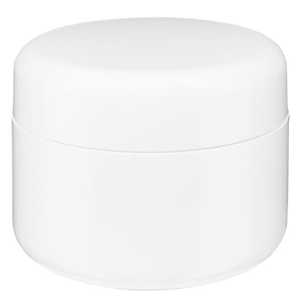 Barattolo per crema ‘Softline’ colore bianco 50 ml con tappo a vite e disco di copertura