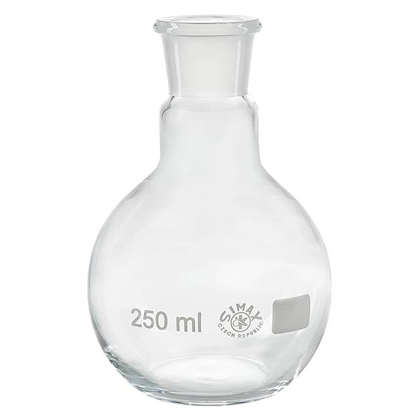 Matracci a fondo piatto 250 ml in borosilicato a collo largo con smerigliatura normalizzata 29/32