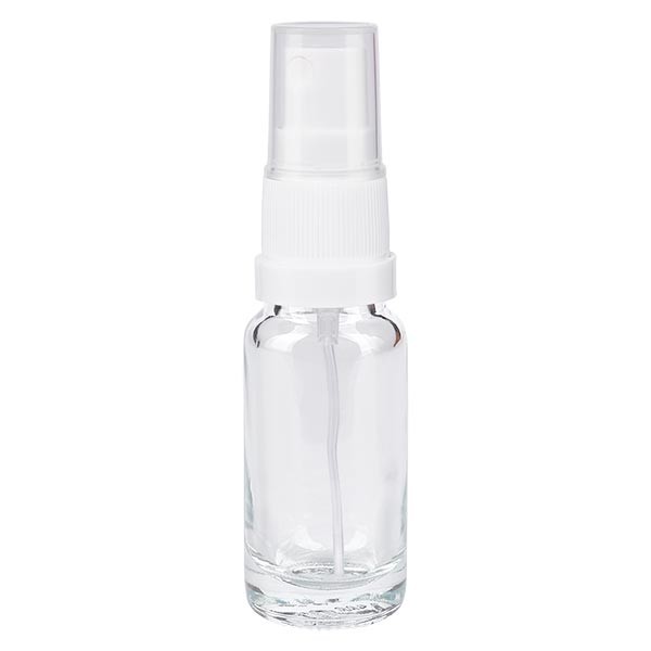 Flacone in vetro trasparente 10 ml con nebulizzatore a pompa colore bianco