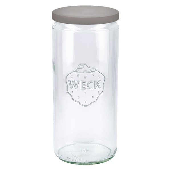 Vaso cilindrico WECK da 1040 ml con coperchio in silicone grigio