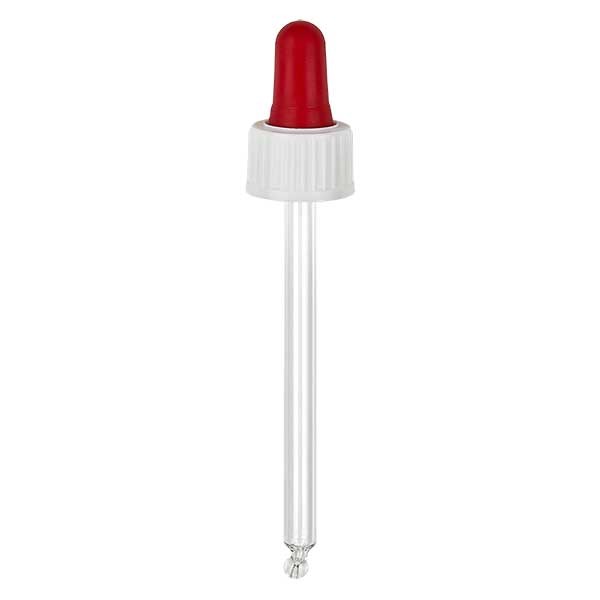 Pipetta con contagocce in vetro colore bianco/rosso 18 mm PL85 standard