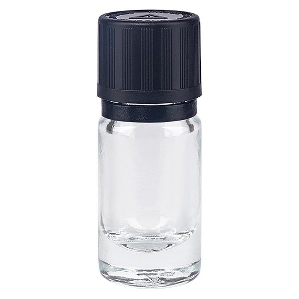 Flacone da farmacia 5 ml trasparente con tappo contagocce premium 1 mm, dispositivo di blocco per i bambini e simbolo di avvertimento per persone cieche, antimanomissione