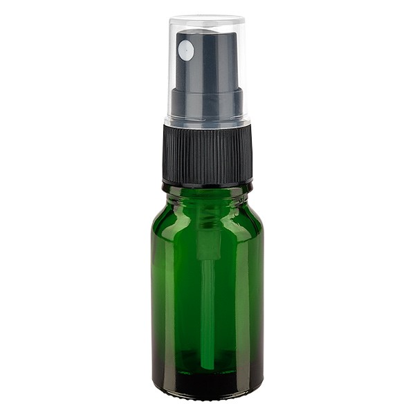 Flacone in vetro verde 10 ml con nebulizzatore a pompa colore nero