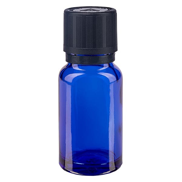 Flacone da farmacia 10 ml colore blu con tappo contagocce premium 1 mm, dispositivo di blocco per i bambini e simbolo di avvertimento per persone cieche, antimanomissione