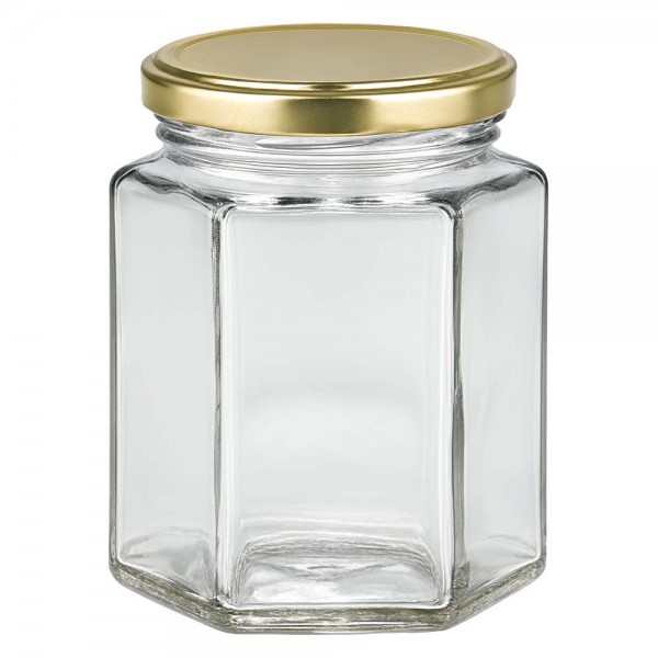 Vasetto per miele da 250 g con capsula dorata BasicSeal UNiTWIST