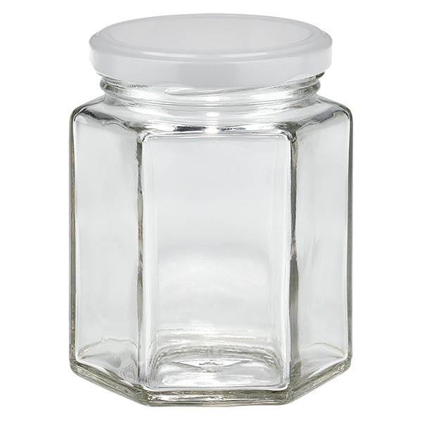 196 ml Hexaglass con coperchio BasicSeal bianco UNiTWIST