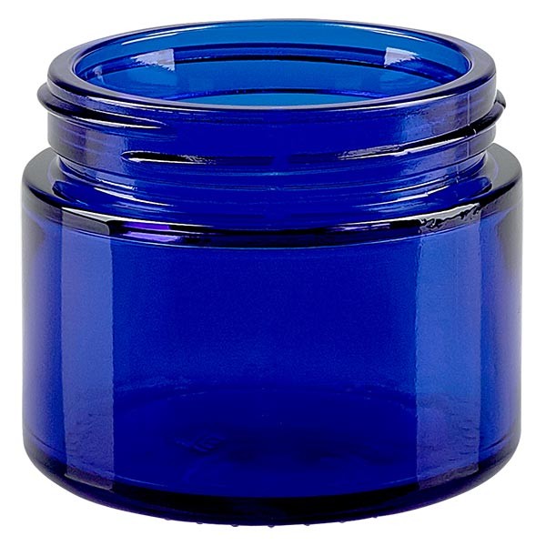 Vasetto in vetro 50 ml colore blu reale, senza tappo peso 52 mm