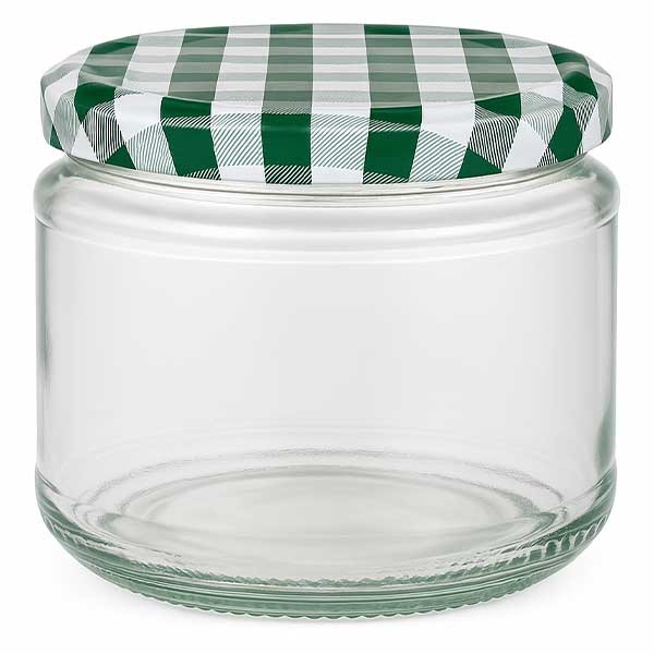 330 ml vetro rotondo + coperchio BasicSeal verde/bianco UNiTWiST