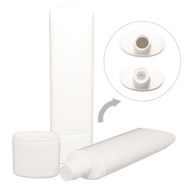 Tubetto 50 ml colore bianco HD/LDPE incl. tappo per tubetto free-standing