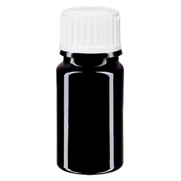 Flacone da farmacia 5 ml colore viola con tappo contagocce standard 0,8 mm colore bianco