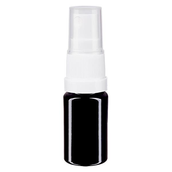 Flacone in vetro viola 5 ml con nebulizzatore a pompa colore bianco