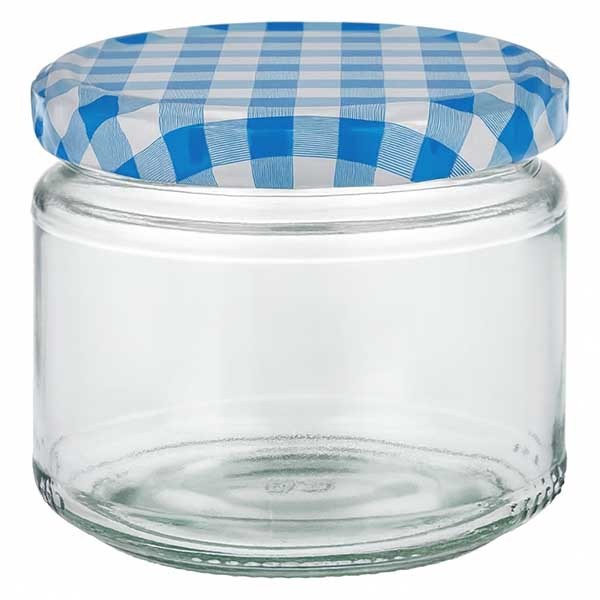 330ml vetro rotondo + coperchio BasicSeal blu/bianco UNiTWiST