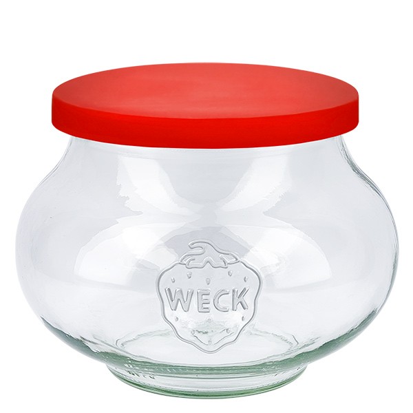 Barattolo per gioielli WECK da 1062 ml con coperchio in silicone rosso