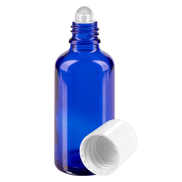 Flacone per deodorante stick in vetro blu 50 ml, roll-on vuoto