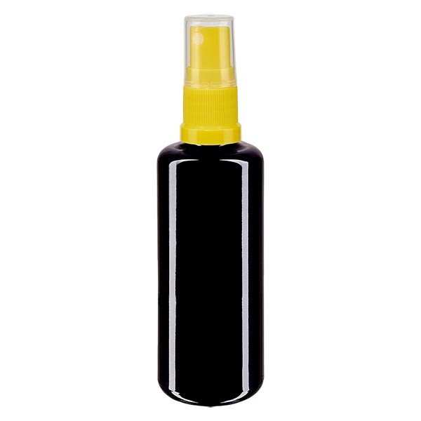 Flacone in vetro viola 100 ml con nebulizzatore a pompa colore giallo