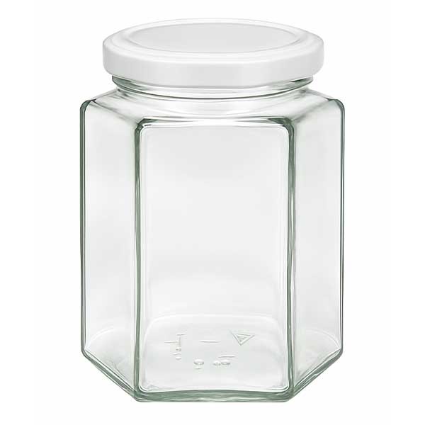 390 ml Hexaglass con coperchio BasicSeal bianco UNiTWIST