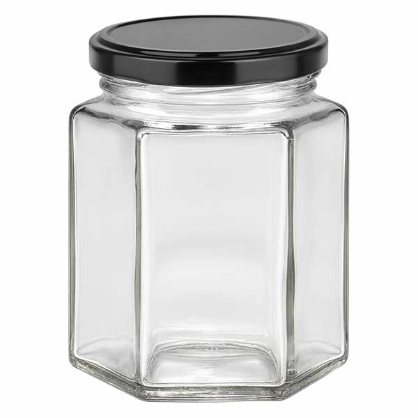 196ml Hexaglass con coperchio BasicSeal nero UNiTWIST