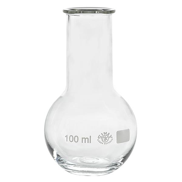 Matracci a fondo piatto 100 ml a in borosilicato a collo largo con bordo svasato