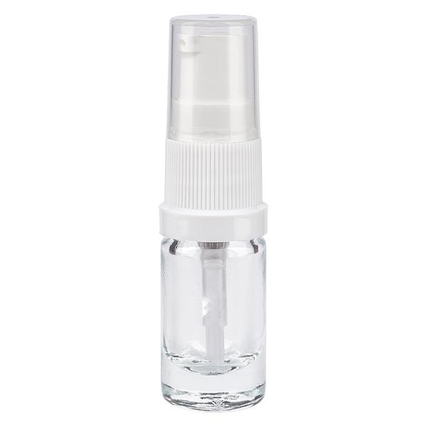 Flacone da farmacia 5 ml trasparente con pompa per lozioni standard colore bianco
