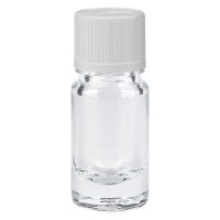 Flacone da farmacia 5 ml trasparente con tappo contagocce colore bianco, dispositivo di blocco per i bambini Flacone da farmacia 5 ml trasparente con tappo contagocce colore bianco, dispositivo di blocco per i bambini