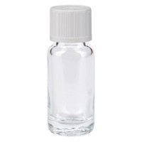 Flacone da farmacia 10 ml trasparente con tappo contagocce colore bianco, dispositivo di blocco per i bambini Flacone da farmacia 10 ml trasparente con tappo contagocce colore bianco, dispositivo di blocco per i bambini