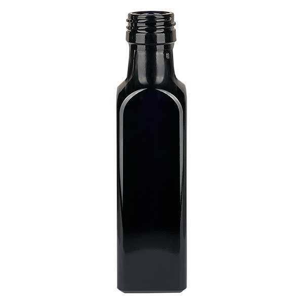 Bottiglia per olio vetro viola 250 ml quadrangolare, UNI 31,5 x 24