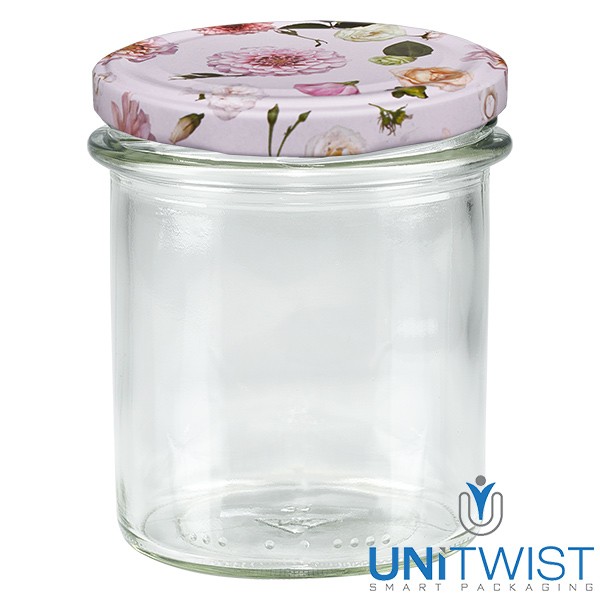 Barattolo da 350 ml + coperchio BasicSeal fiore rosa UNiTWIST®