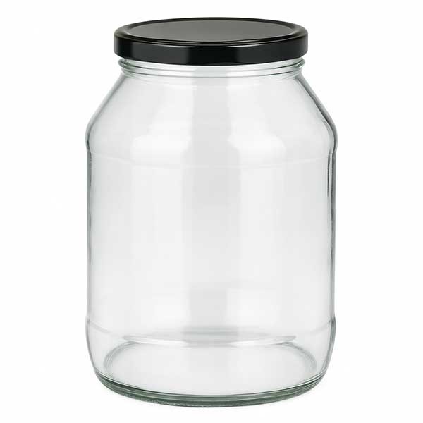 2650ml vetro rotondo con coperchio BasicSeal nero UNiTWIST