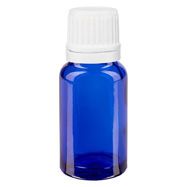 Flacone da farmacia 10 ml colore blu con tappo contagocce 1,2 mm antimanomissione colore bianco