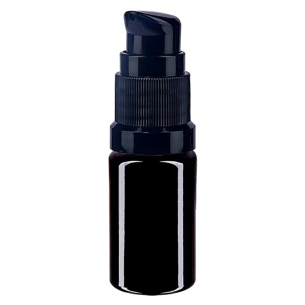 Flacone in vetro viola 5 ml con tappo a pompa colore nero